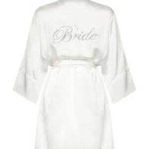Victoria's Secret | White Bridal "Bride" Embellished Silky Robe